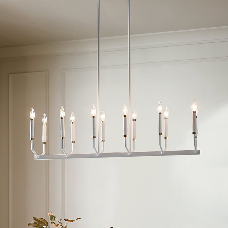 Kichler 52350WH 12 Light Linear Chandelier, White (5)