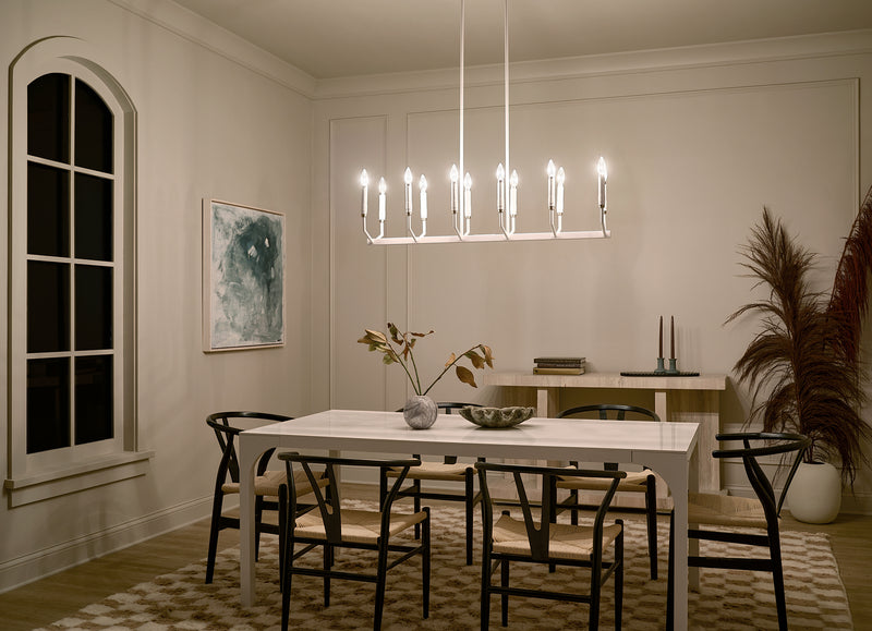 Kichler 52350WH 12 Light Linear Chandelier, White (6)