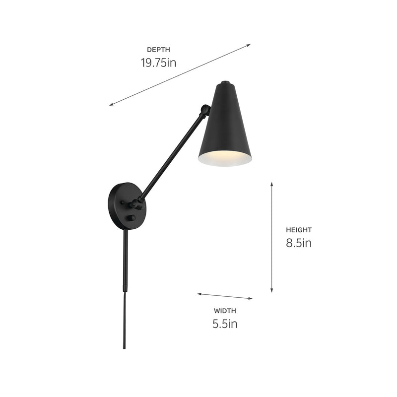 Kichler 52485BKB One Light Wall Sconce, Black (6)