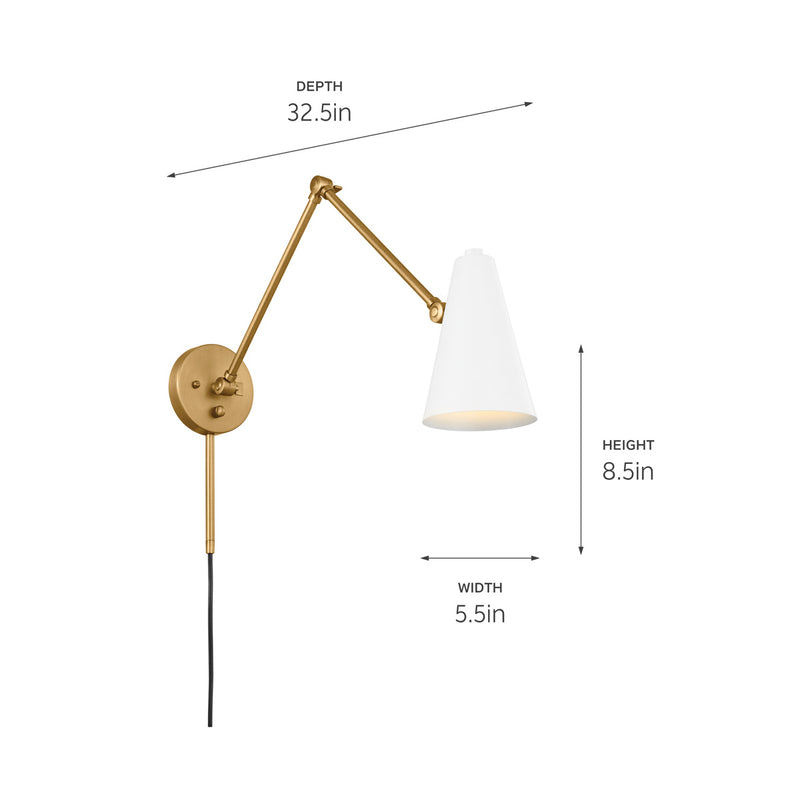 Kichler 52486NBRW One Light Wall Sconce, Natural Brass (5)
