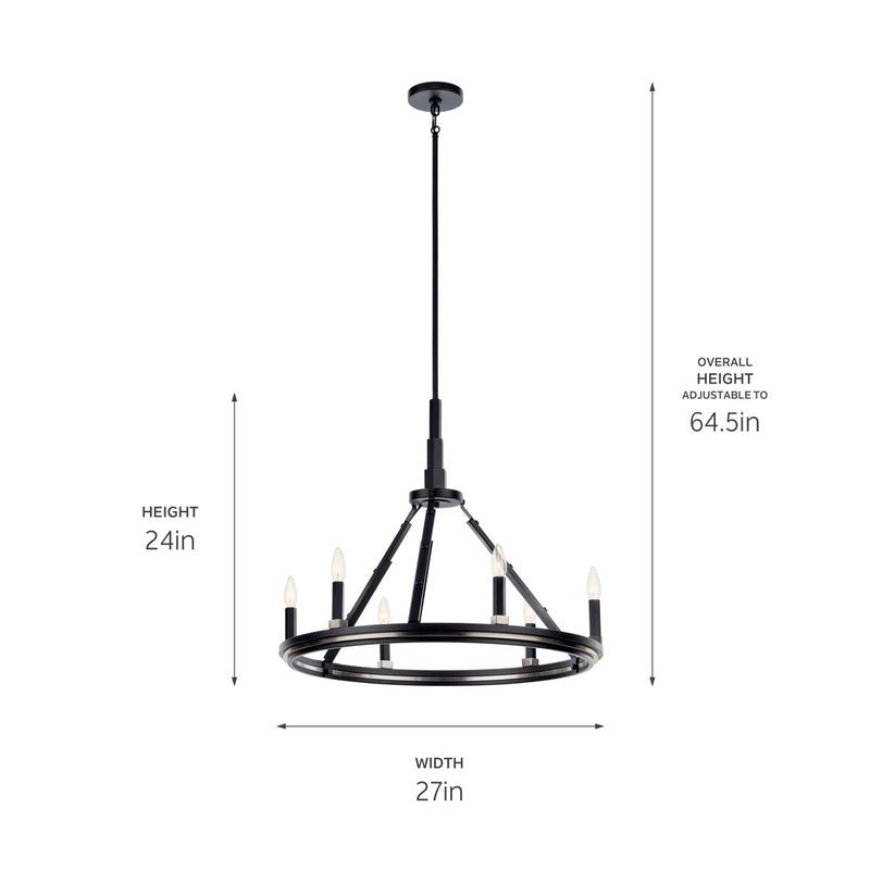 Kichler 52420BK Six Light Chandelier, Black (5)