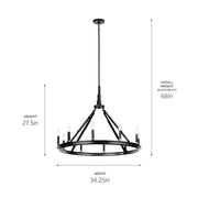 Kichler 52421BK Ten Light Chandelier, Black (5)
