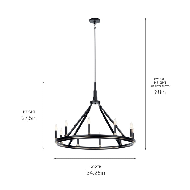 Kichler 52421BK Ten Light Chandelier, Black (5)