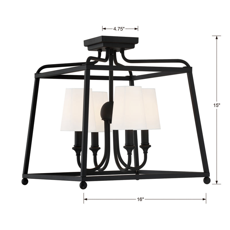 Crystorama 2243-BF Sylvan Four Light Semi Flush Mount Black Forged Alternate Image 2.jpg