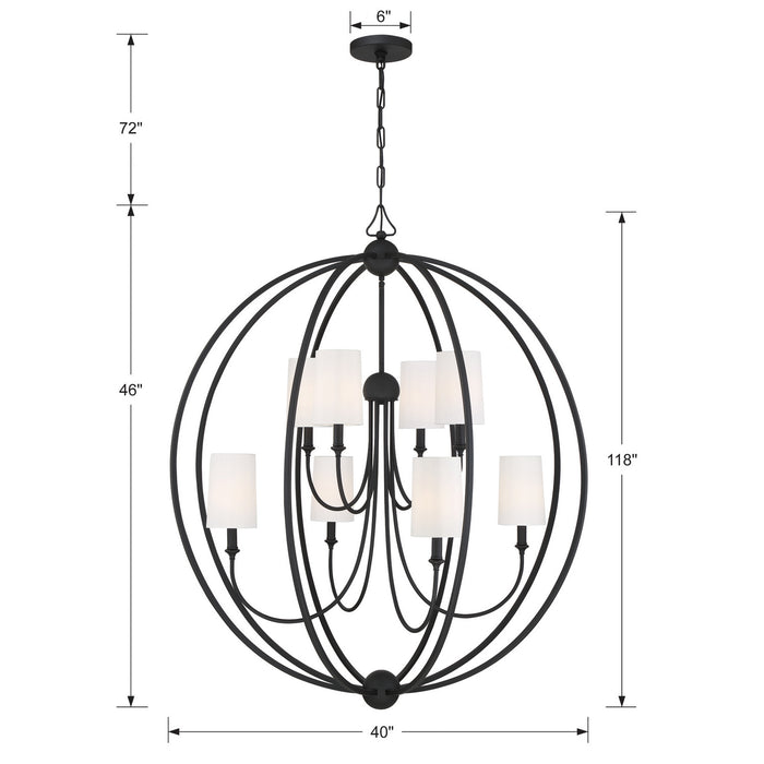 Crystorama 2246-BF Sylvan Eight Light Chandelier Black Forged Alternate Image 4.jpg