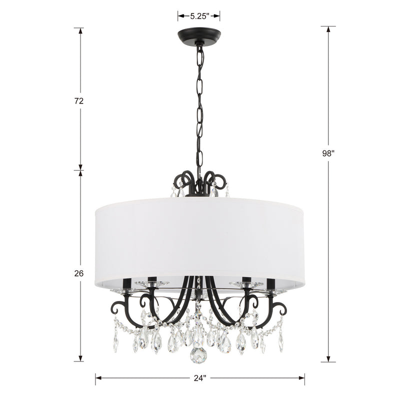 Crystorama 6625-MK-CL-MWP Othello Five Light Chandelier Matte Black Alternate Image 4.jpg