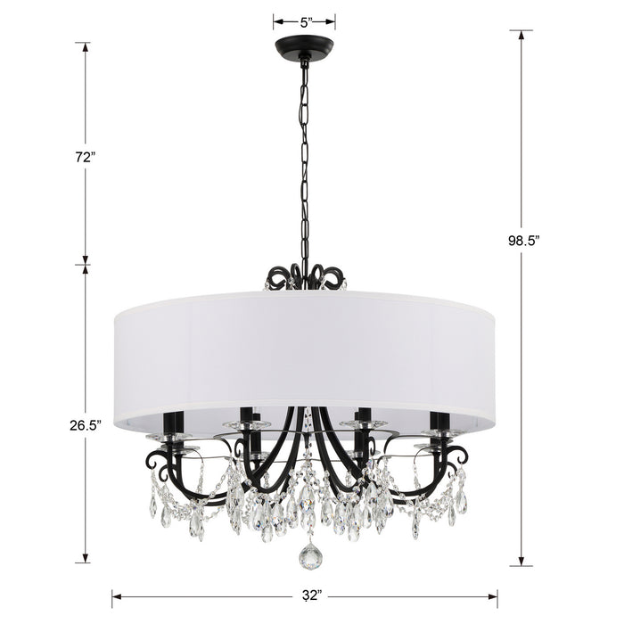 Crystorama 6628-MK-CL-MWP Othello Eight Light Chandelier Matte Black Alternate Image 4.jpg