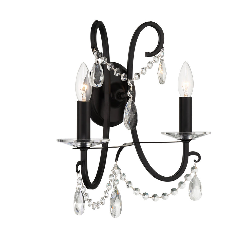 Crystorama 6822-MK-CL-MWP Othello Two Light Wall Sconce Matte Black Alternate Image 2.jpg