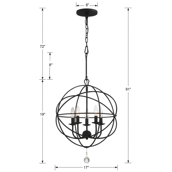 Crystorama 9224-BK Solaris Five Light Mini Chandelier Black Alternate Image 4.jpg