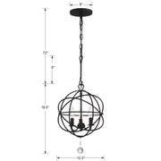 Crystorama 9225-BK Solaris Three Light Mini Chandelier Black Alternate Image 4.jpg