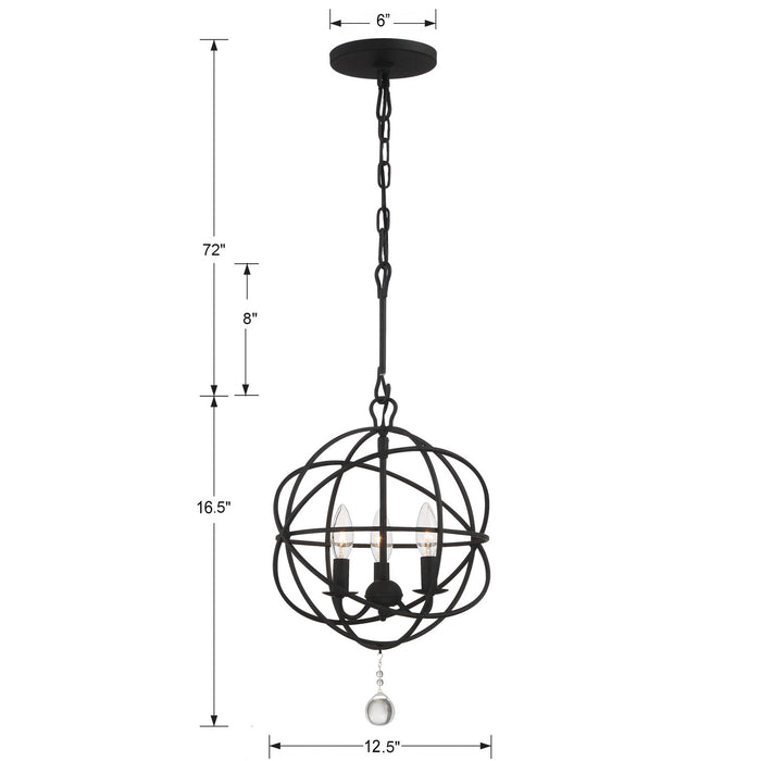 Crystorama 9225-BK Solaris Three Light Mini Chandelier Black Alternate Image 4.jpg