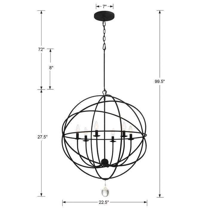 Crystorama 9226-BK Solaris Six Light Chandelier Black Alternate Image 4.jpg