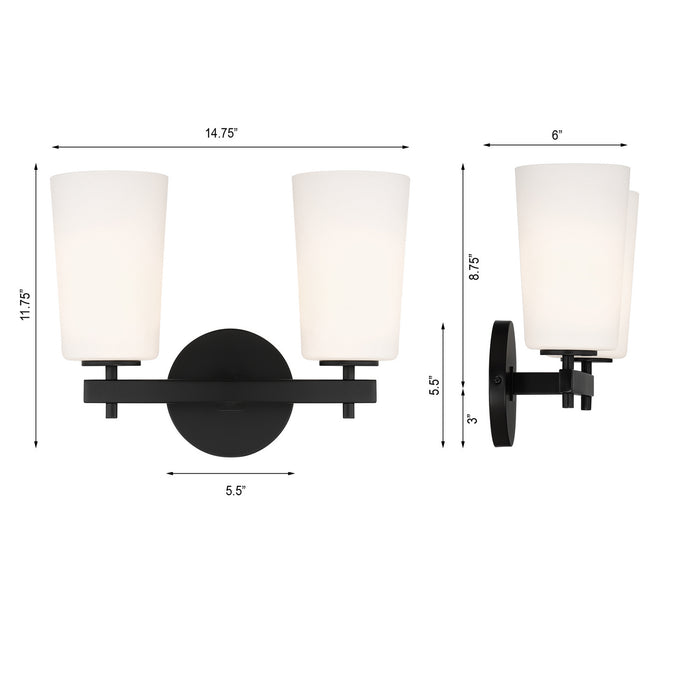 Crystorama COL-102-BK Colton Two Light Wall Sconce Black Alternate Image 4.jpg