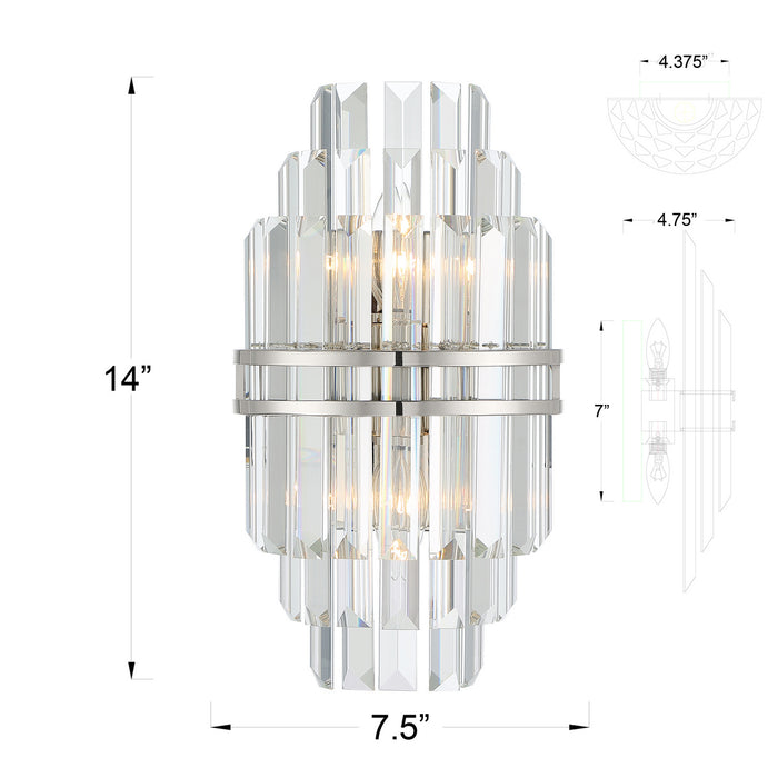 Crystorama HAY-1402-PN Hayes Two Light Wall Sconce Polished Nickel Alternate Image 4.jpg