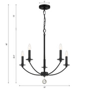 Crystorama MIL-8005-BK Mila Five Light Chandelier Black Alternate Image 4.jpg