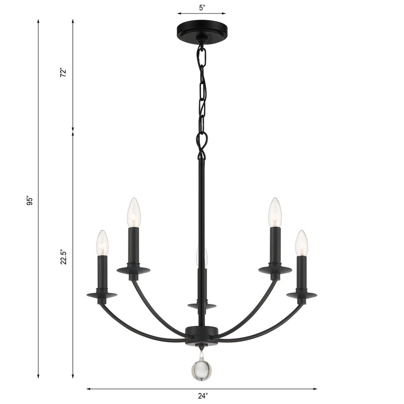 Crystorama MIL-8005-BK Mila Five Light Chandelier Black Alternate Image 4.jpg