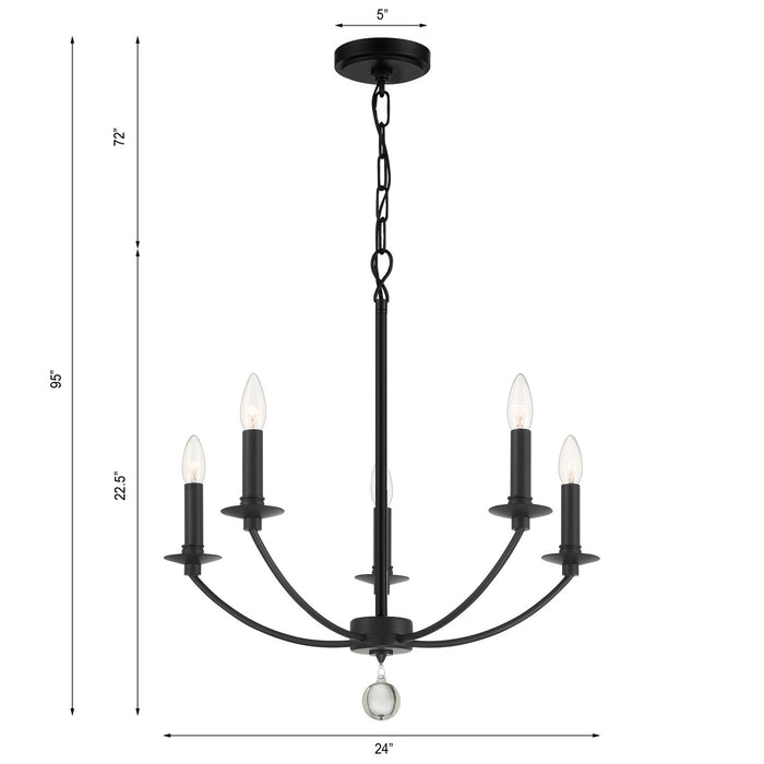 Crystorama MIL-8005-BK Mila Five Light Chandelier Black Alternate Image 4.jpg