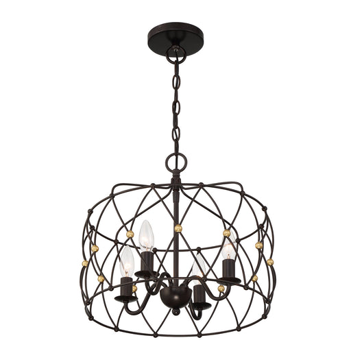 Crystorama ZUC-A9030-EB-GA Zucca Four Light Pendant English Bronze / Antique Gold Alternate Image.jpg