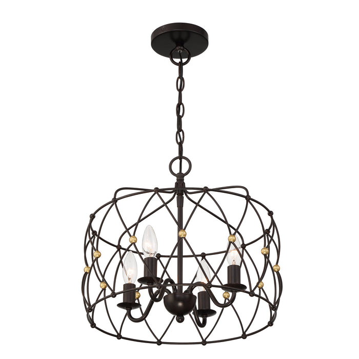 Crystorama ZUC-A9030-EB-GA Zucca Four Light Pendant English Bronze / Antique Gold Alternate Image.jpg