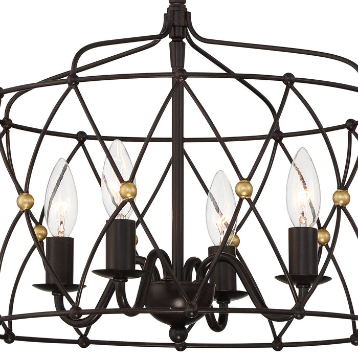 Crystorama ZUC-A9030-EB-GA Zucca Four Light Pendant English Bronze / Antique Gold Alternate Image 4.jpg