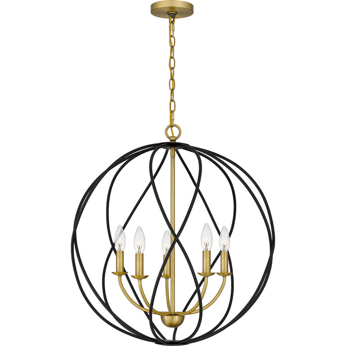 Quoizel BYN2824AB Bryn Five Light Pendant, Aged Brass Alternate Image 2.jpg