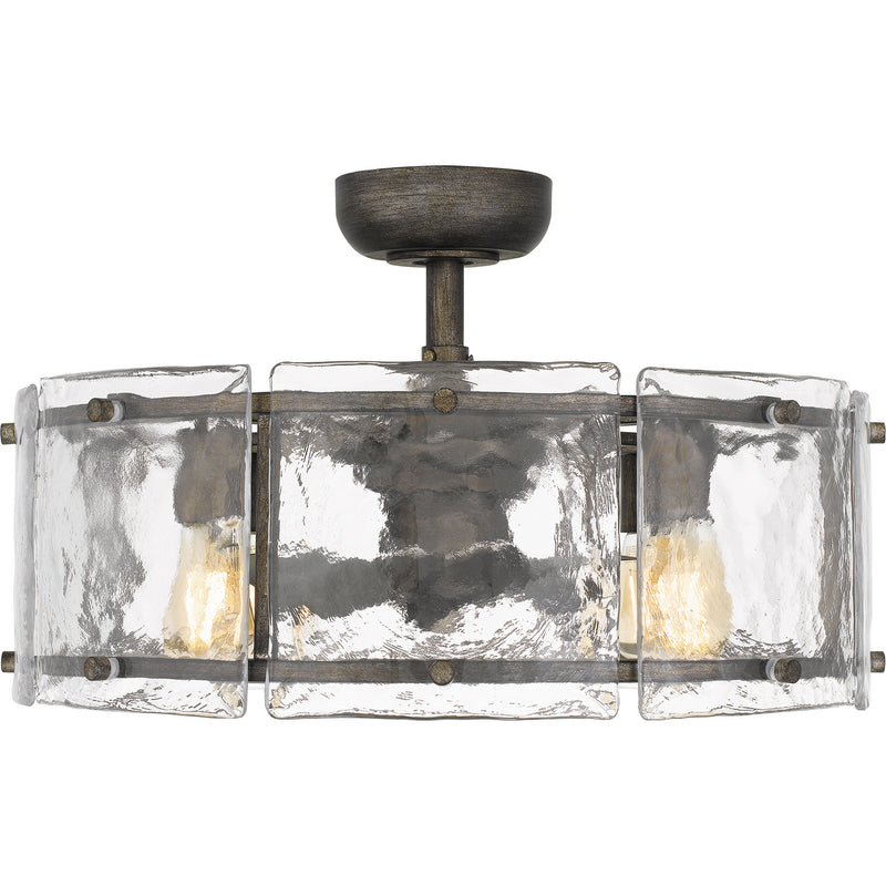 Quoizel FTS3124MM Fortress Four Light Fandelier, Mottled Silver Alternate Image 2.jpg