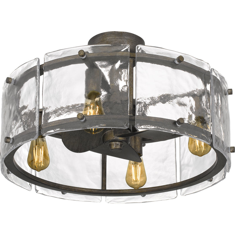 Quoizel FTS3124MM Fortress Four Light Fandelier, Mottled Silver Alternate Image 3.jpg