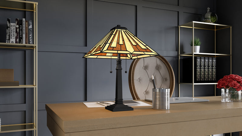 Quoizel TF5621MBK Tiffany Two Light Table Lamp, Matte Black Alternate Image.jpg