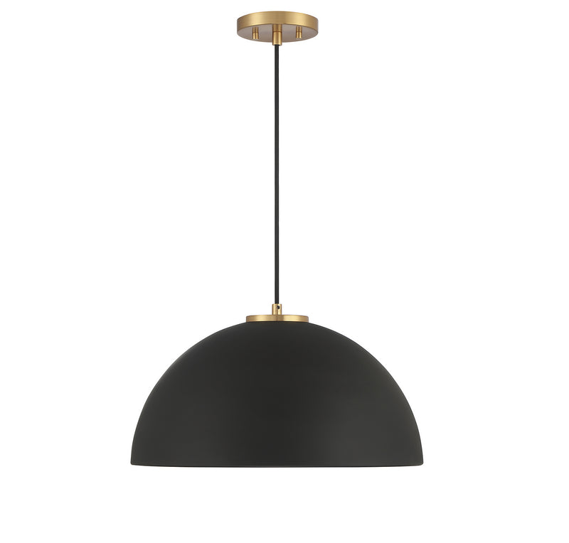 Shoppers Lighting SH7024MBKNB Heidi One Light Pendant, Matte Black with Natural Brass Alternate Image 2.jpg