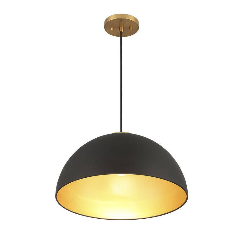 Shoppers Lighting SH7024MBKNB Heidi One Light Pendant, Matte Black with Natural Brass Alternate Image 3.jpg