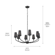 Kichler 52509BK Eight Light Chandelier, Black (3)