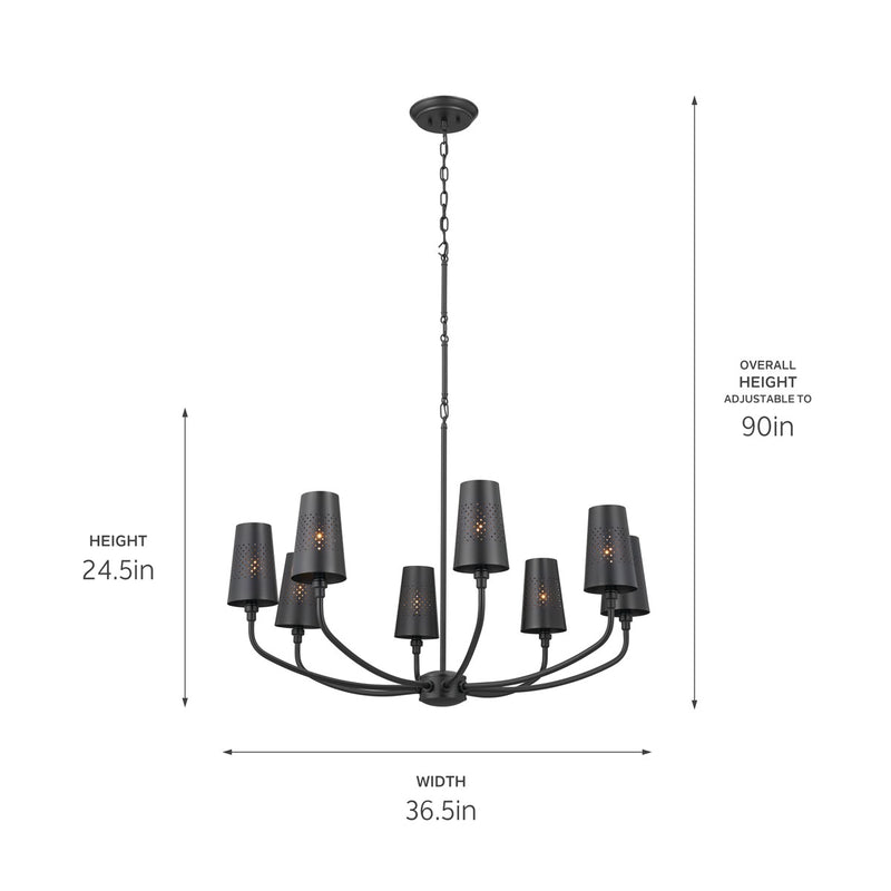Kichler 52509BK Eight Light Chandelier, Black (3)