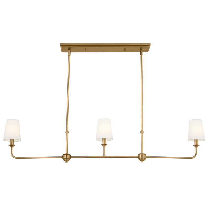 Kichler 52519BNB Three Light Linear Chandelier, Brushed Natural Brass (2)
