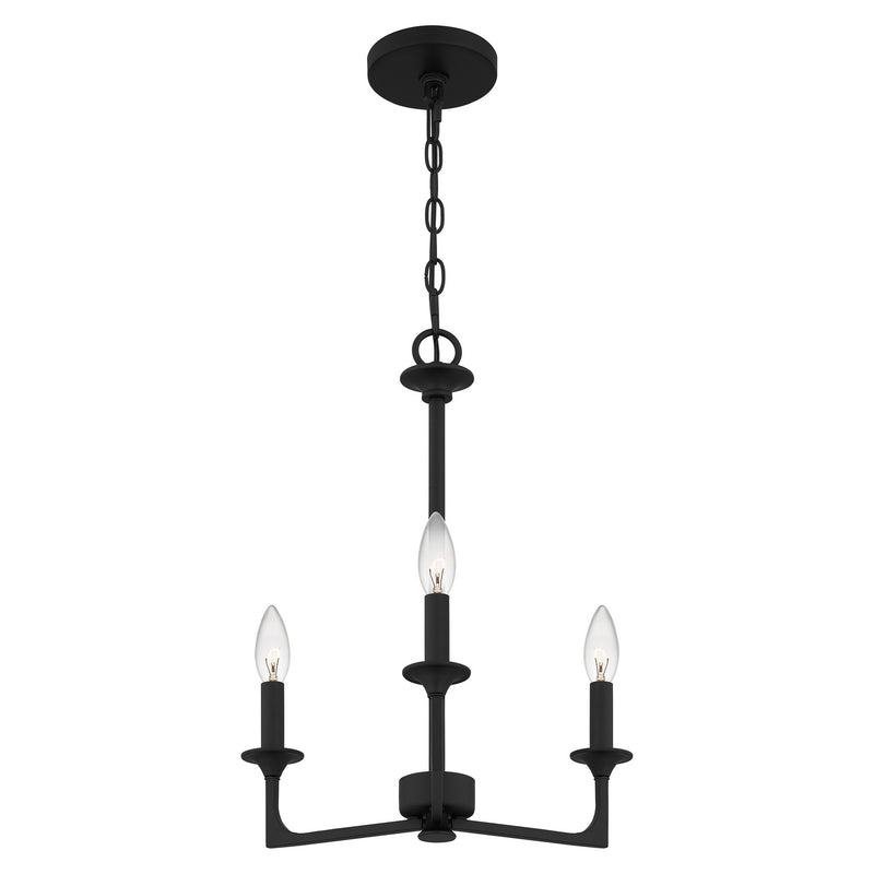 Quoizel PRC5016MBK Prescott Three Light Chandelier, Matte Black Alternate Image 2.jpg