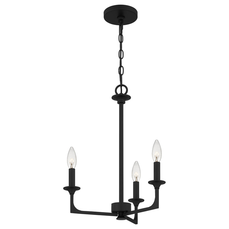 Quoizel PRC5016MBK Prescott Three Light Chandelier, Matte Black Alternate Image 3.jpg