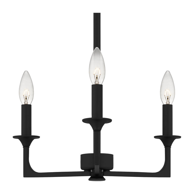 Quoizel PRC5016MBK Prescott Three Light Chandelier, Matte Black Alternate Image 4.jpg