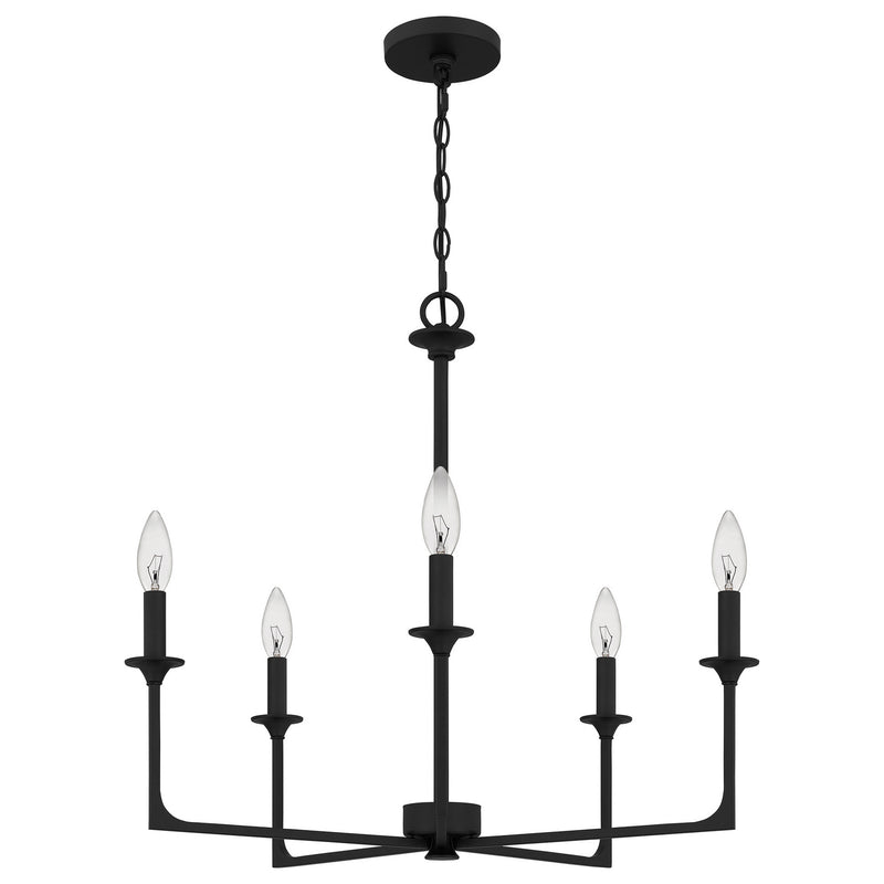 Quoizel PRC5026MBK Prescott Five Light Chandelier, Matte Black Alternate Image.jpg