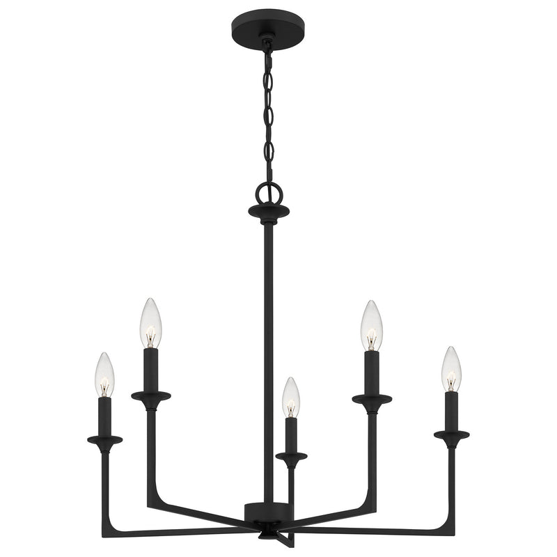 Quoizel PRC5026MBK Prescott Five Light Chandelier, Matte Black Alternate Image 2.jpg