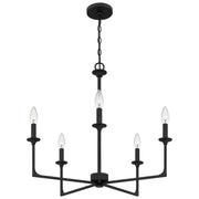Quoizel PRC5026MBK Prescott Five Light Chandelier, Matte Black Alternate Image 3.jpg