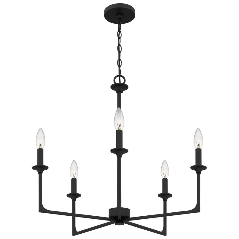 Quoizel PRC5026MBK Prescott Five Light Chandelier, Matte Black Alternate Image 3.jpg