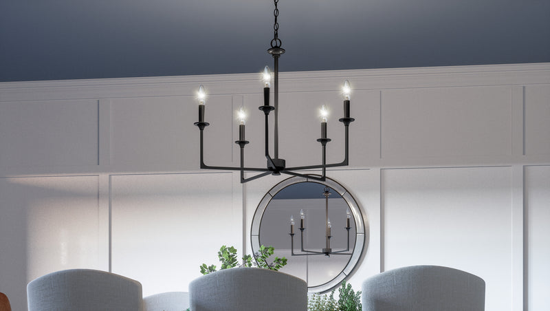 Quoizel PRC5026MBK Prescott Five Light Chandelier, Matte Black Alternate Image 7.jpg