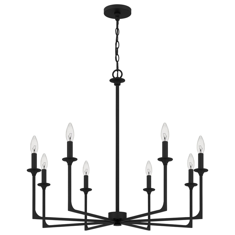 Quoizel PRC5032MBK Prescott Eight Light Chandelier, Matte Black Alternate Image.jpg