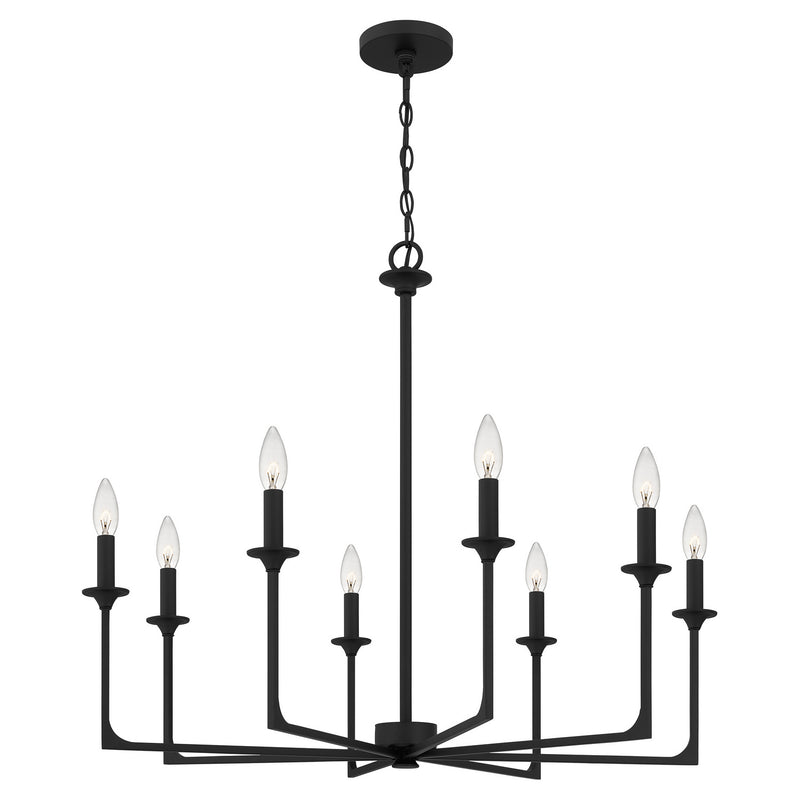 Quoizel PRC5032MBK Prescott Eight Light Chandelier, Matte Black Alternate Image 2.jpg