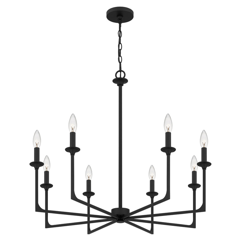 Quoizel PRC5032MBK Prescott Eight Light Chandelier, Matte Black Alternate Image 3.jpg