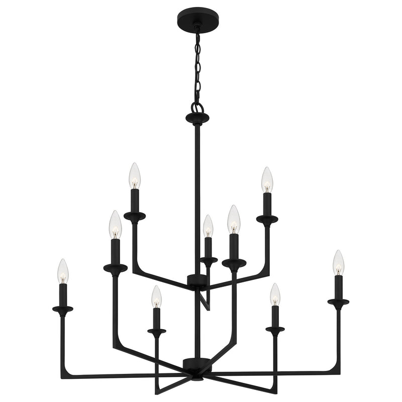 Quoizel PRC5232MBK Prescott Nine Light Chandelier, Matte Black Alternate Image 3.jpg