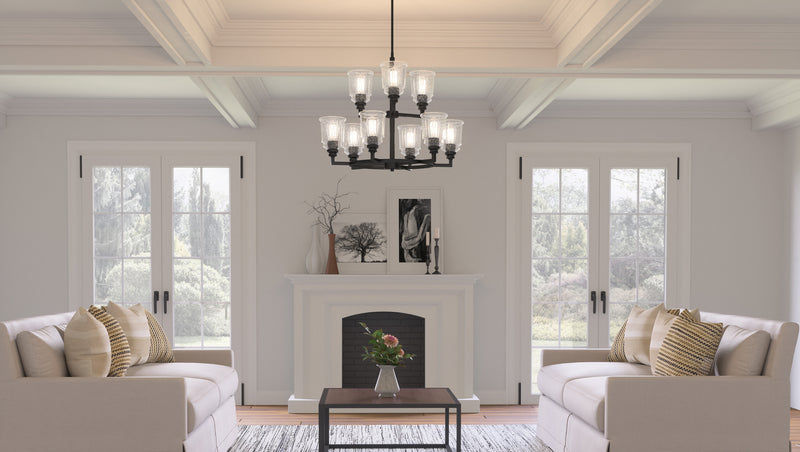 Quoizel PRC5232MBK Prescott Nine Light Chandelier, Matte Black Alternate Image 6.jpg