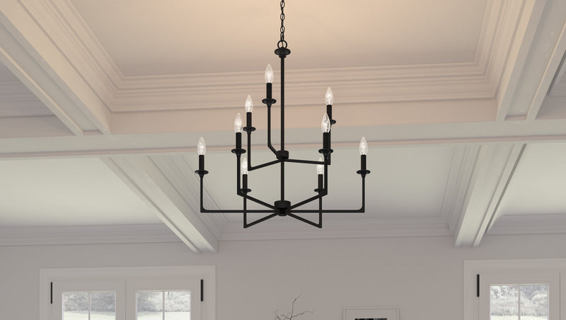 Quoizel PRC5232MBK Prescott Nine Light Chandelier, Matte Black Alternate Image 7.jpg