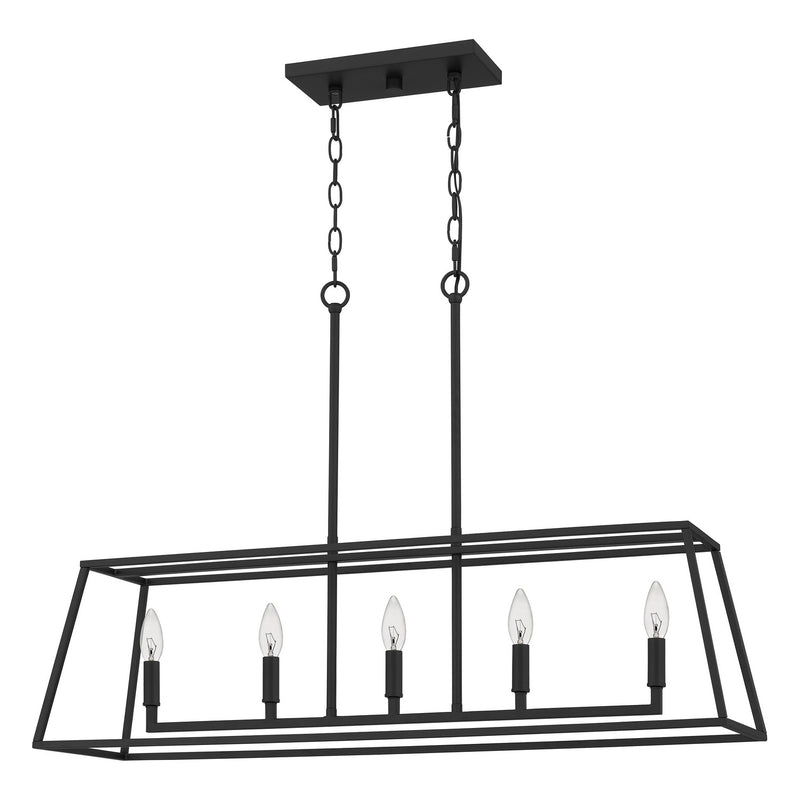 Quoizel PRC536MBK Prescott Five Light Island Chandelier, Matte Black Alternate Image.jpg