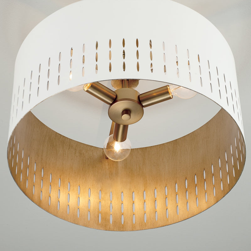 Capital Lighting 250231AW Dash Three Light Semi-Flush Mount, Aged Brass and White Alternate Image 3.jpg