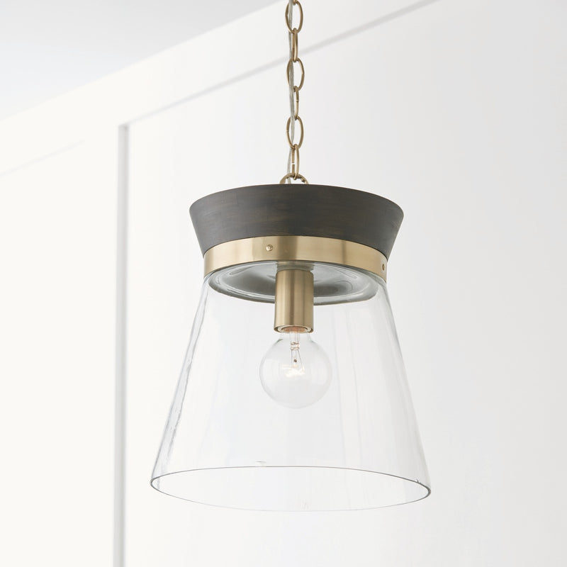 Capital Lighting 347311KR Finn One Light Pendant, Black Stain and Matte Brass Alternate Image.jpg